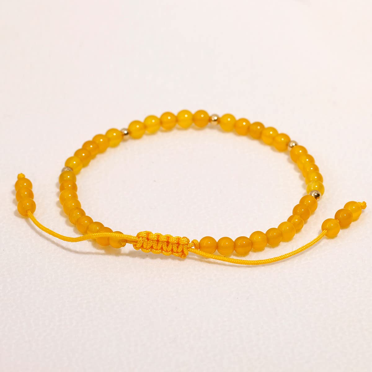 Jewever Gemstone Bracelet for Women Crystals and Healing Stones Beaded Stone Chakra Bracelets Healing Energy Crystal Jewelry Gifts Adjustable 4mm (Yellow agate)