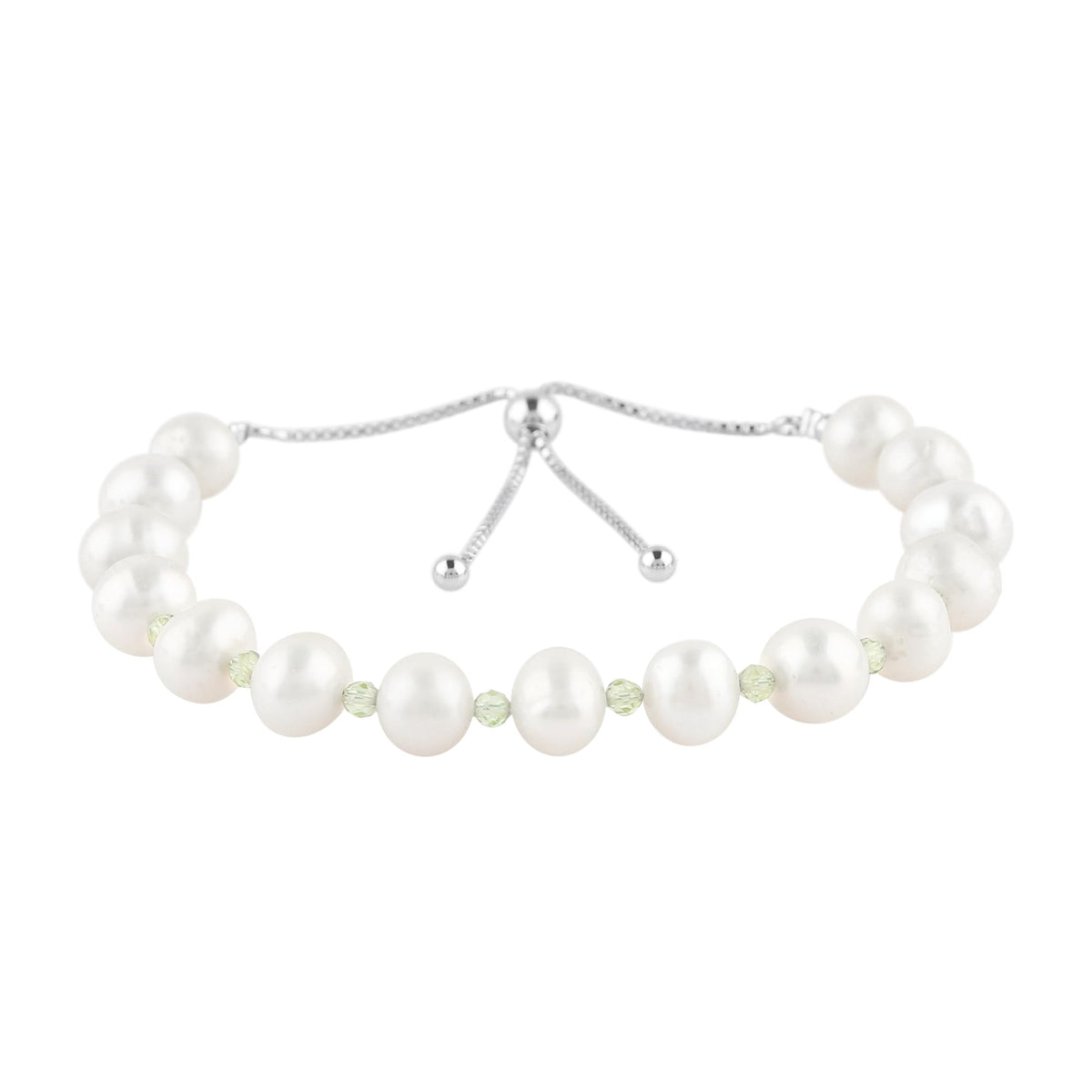 CRYSTALIS Natural Peridot And Natural FW Pearl Beaded Bolo Bracelet, Elegant Beads Crystal, Chakra Bracelet, Healing Bracelet, Gemstone Jewelry, 925 Sterling Silver Slider 10 inch, Gift for Princess