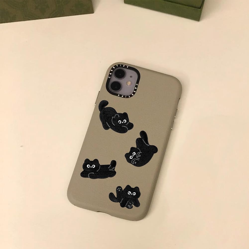Buer Homie Self-Adhesive Embroidered Patches,4 Black Cat Patches For Clothes, Fabric Patches Self Adhesive For Backpacks,Stick On Patches Stickers Self Adhesive