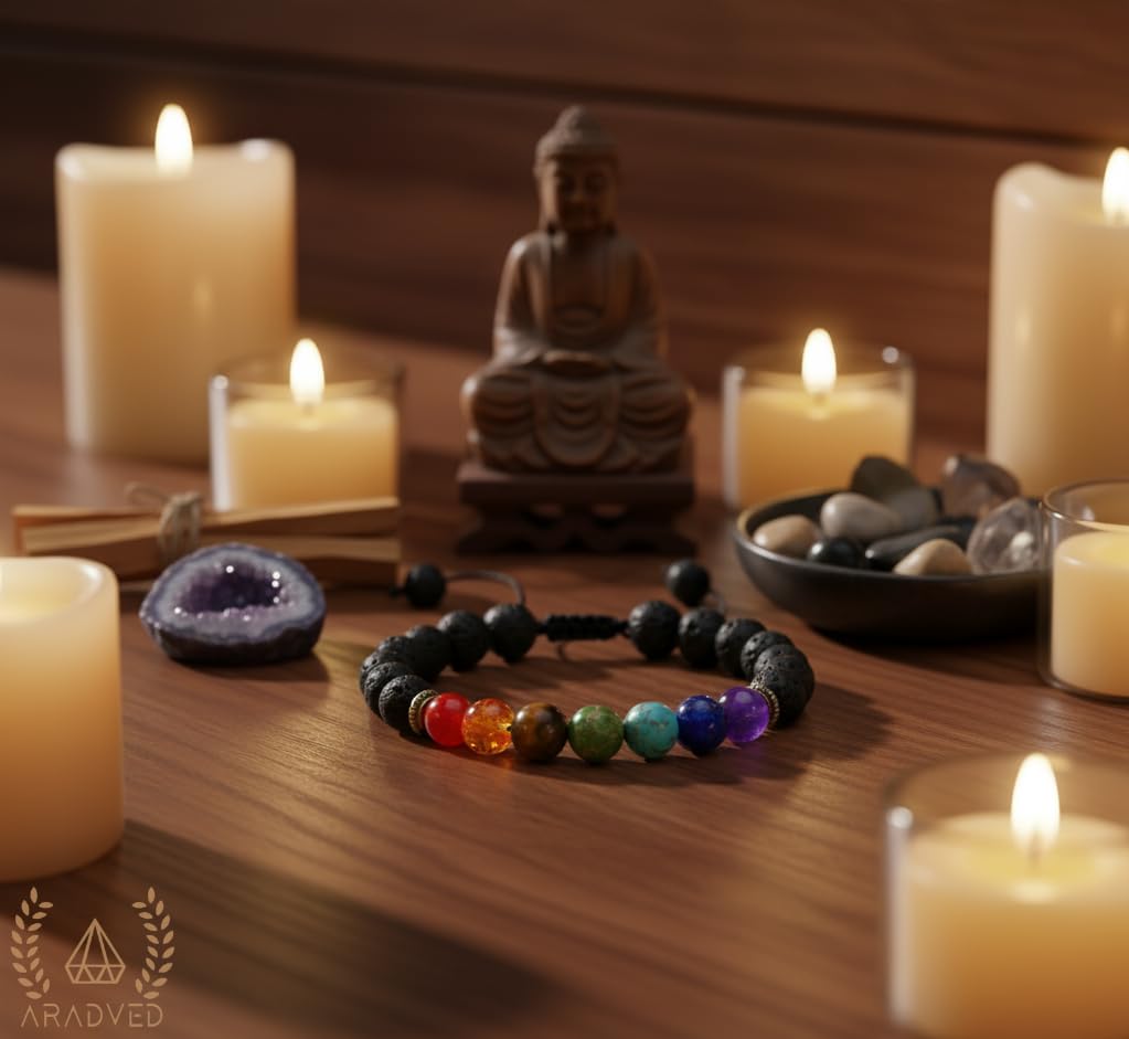 ARADVED 7 Chakra Crystal Tree 300 Beads & Healing Bracelet Set - Tree of Life Feng Shui Decor for Positive Energy - Gemstone Money Tree with Matching Chakra Bracelet for Meditation & Spiritual Gifts