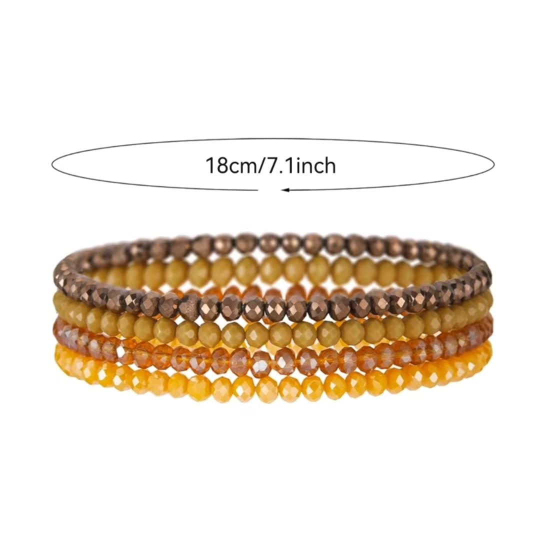 ChungLong0593 Boho Colorful Stackable Crystal Glass Beads Stretch Bracelets Multilayered Bracelets for Women Bohemian Jewelry-Black 4pcs