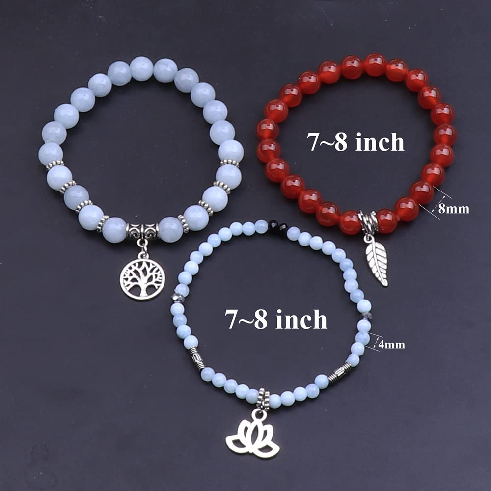 UEUC Tree of Life Yoga Healing Stone Bracelets, Multilayer Lotus Chakra Stone Reiki Bracelet Sets, Anxiety Crystal Natural Stone,for Women Stress Relief(#61)
