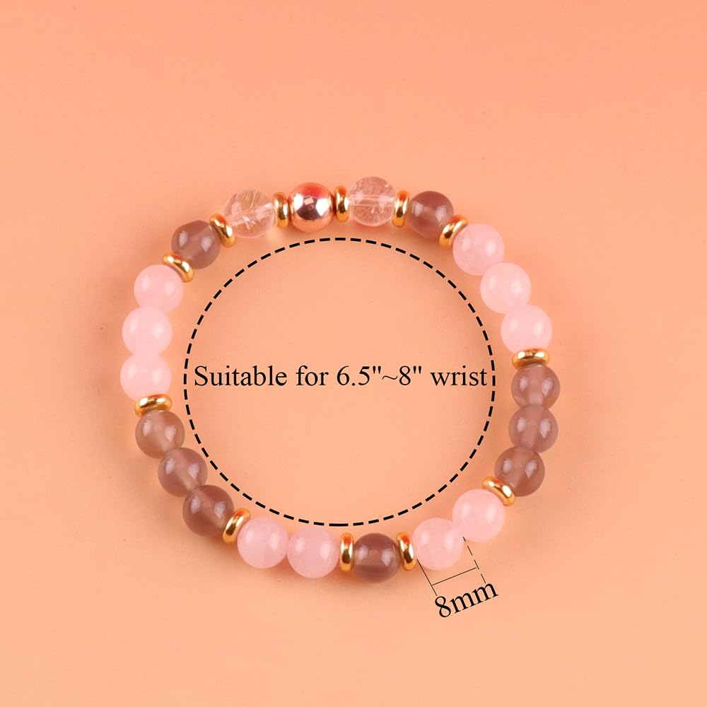 KSQS Healing Stone Bead Bracelet for Women, Natural Gemstones Balance Protection Bracelet, Spiritual Crystal Beads Bracelet Anxiety Relief with Meaning Card(#13)
