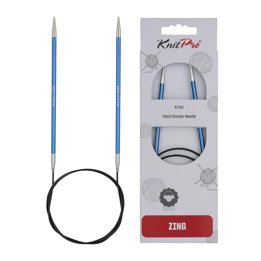 KnitPro Zing Fixed Circular Needles 40" (100cm) | US Size 6 (4mm)