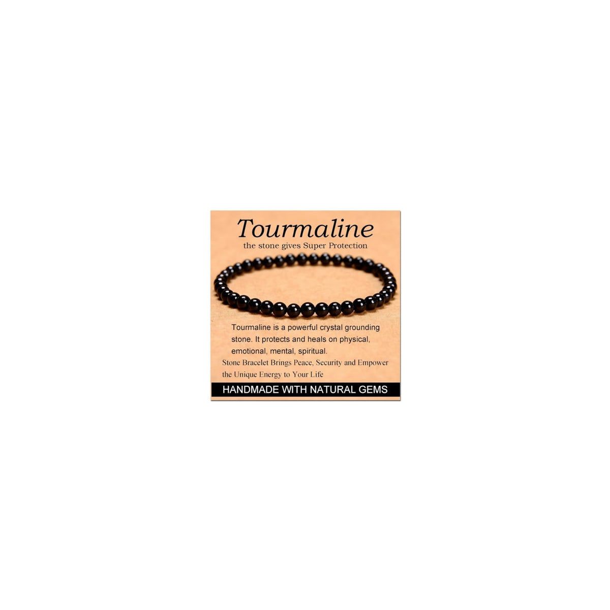 CHELYQST Black Tourmaline Bracelet - Stone of Super Protection,Stretch Natural Stone Crystal Beads Jewelry Gifts for Women Men Unisex Adult,4mm