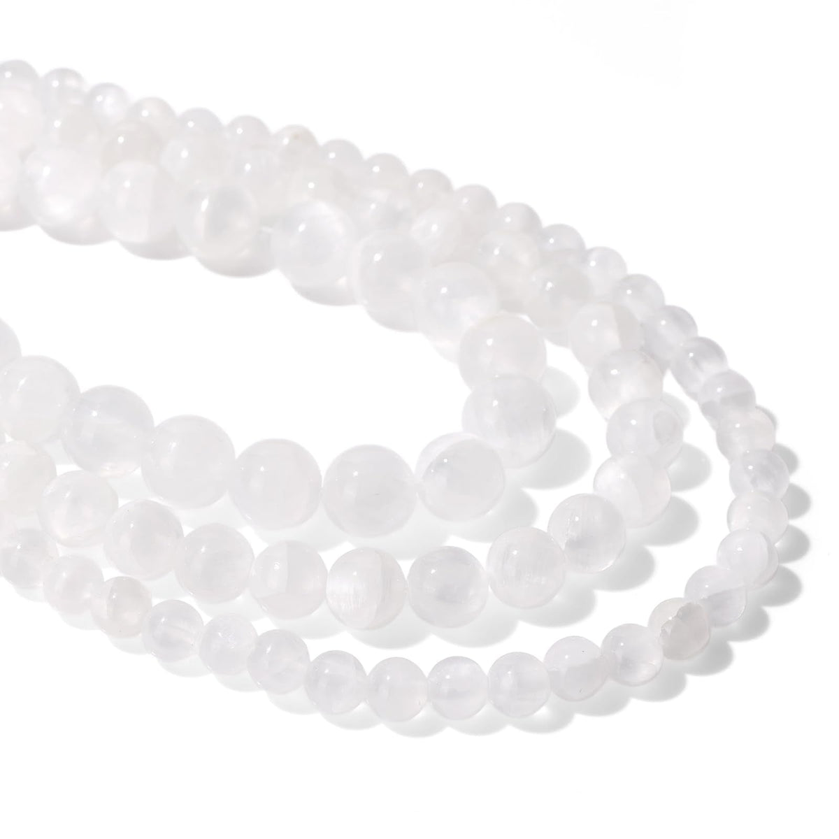 40pcs 10mm Natural Selenite Gemstone Beads Healing Crystal Round Loose Stone Beads for Jewelry Making, Crystal Stone Beads for Bracelets Necklace Earrings Making