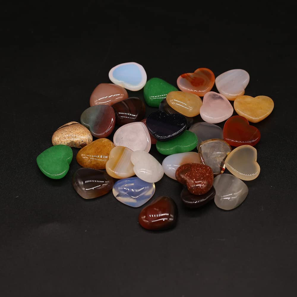LE SKY Big Heart Shape Bead Cabochon Flatback Energy Natural Stones Malachite Cabochon for Jewelry Making 12 Pcs