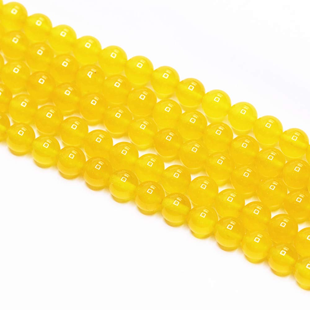 PLTbeads Natural Gemstone Loose Beads Smooth Round Approxi 15 inch DIY Bracelet Necklace for Jewelry Making (6mm, Yellow Agate)