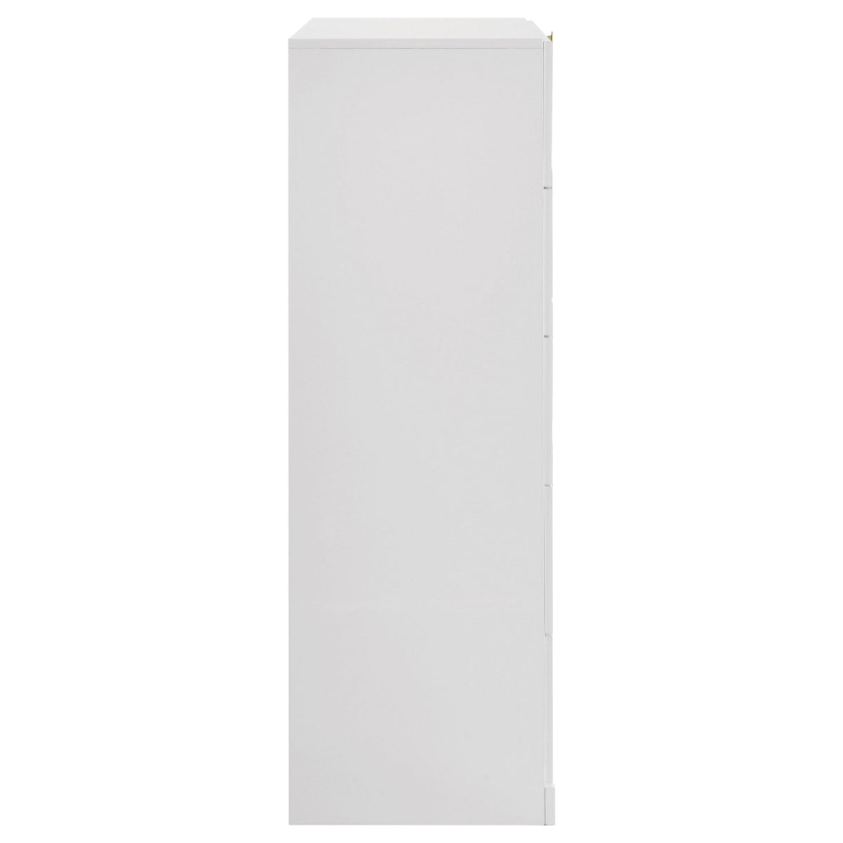 Coaster Home Furnishings - INES - Wood - 5-Drawer Chest with Vertical Gold Pulls, English Dovetail Joinery and Contemporary Design - Bedroom - White High Gloss - 223095