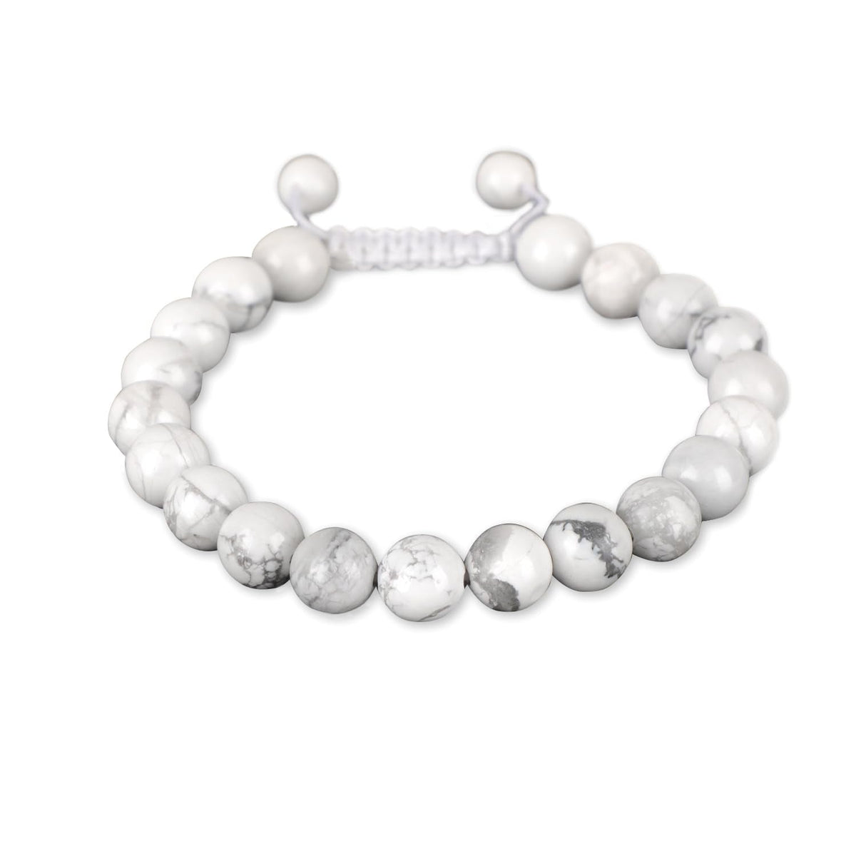 AD Beads Natural 8mm Gemstone Bracelets Healing Power Crystal Macrame Adjustable 7-9 Inch (White Turquoise)