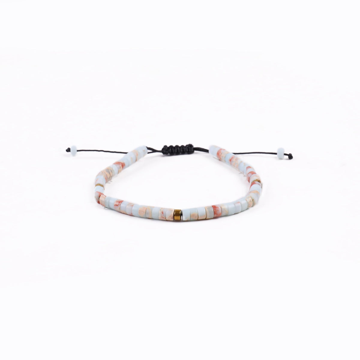 Iborov Handmade 4mm Natural Amazonite Stone Healing Crystal Beaded Bracelet Adjustable Braided Cord Chakra Jewelry for Men and Women
