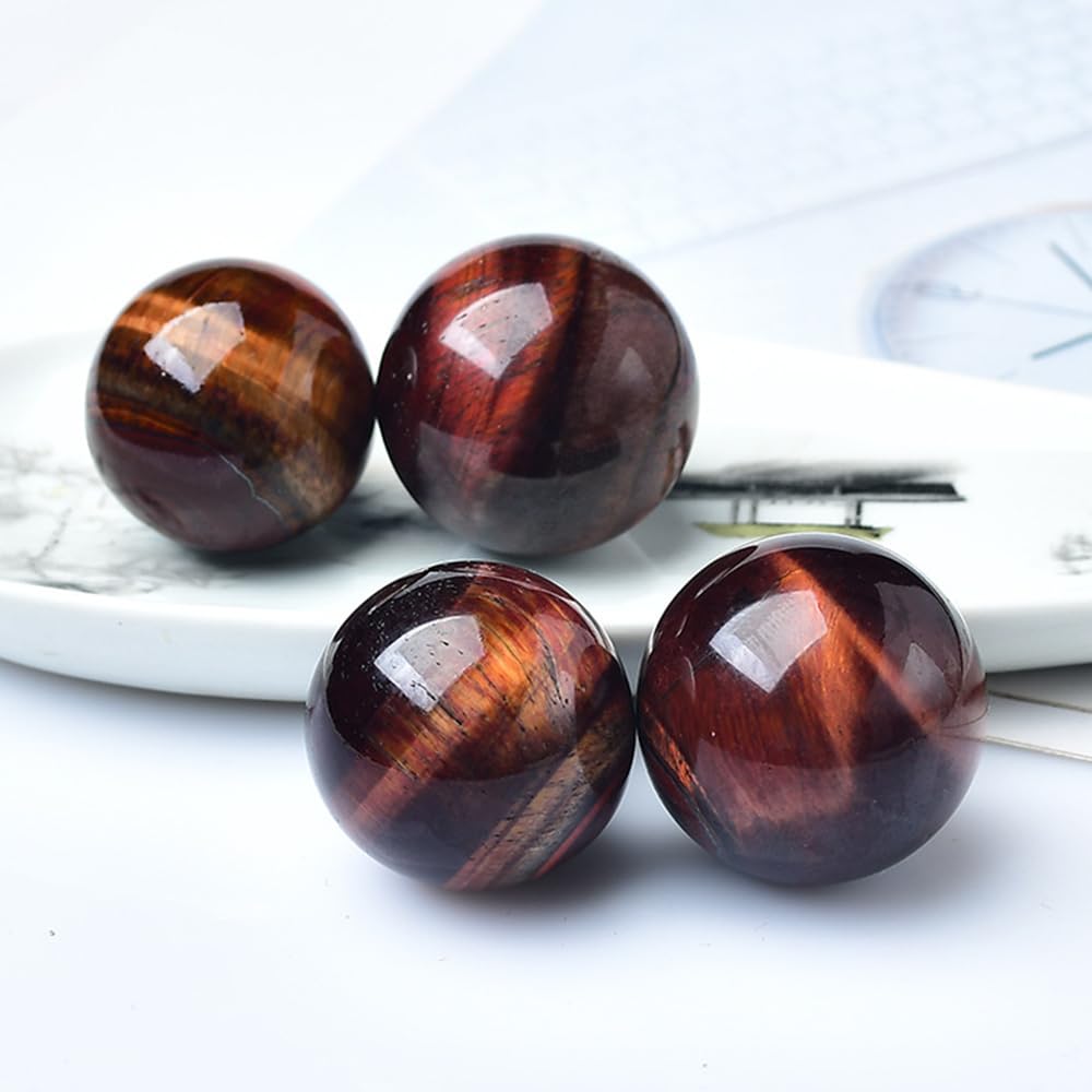 4-5CM/1.58-1.97inch Natural Crystal Red Tiger Eye Ball Quartz Massage Polished Spheres Reiki Healing Exquisite Room Decor Rock Ball Souvenirs Gift(Red Tige Eye, 40-50mm)