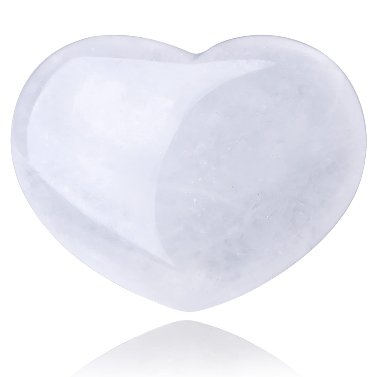 QINJIEJIE 1.8" Large Heart Stone Healing Crystals Clear Quartz Pocket Meditation Palm Worry Gemstone Gua Sha Facial Tools Crystals Reiki Energy Balancing