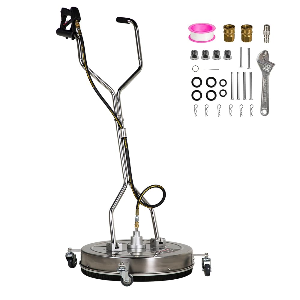 cciyu 24 Inch Stainless Steel Surface Cleaner Pressure Washer Attachments 3/8" Quick Connector