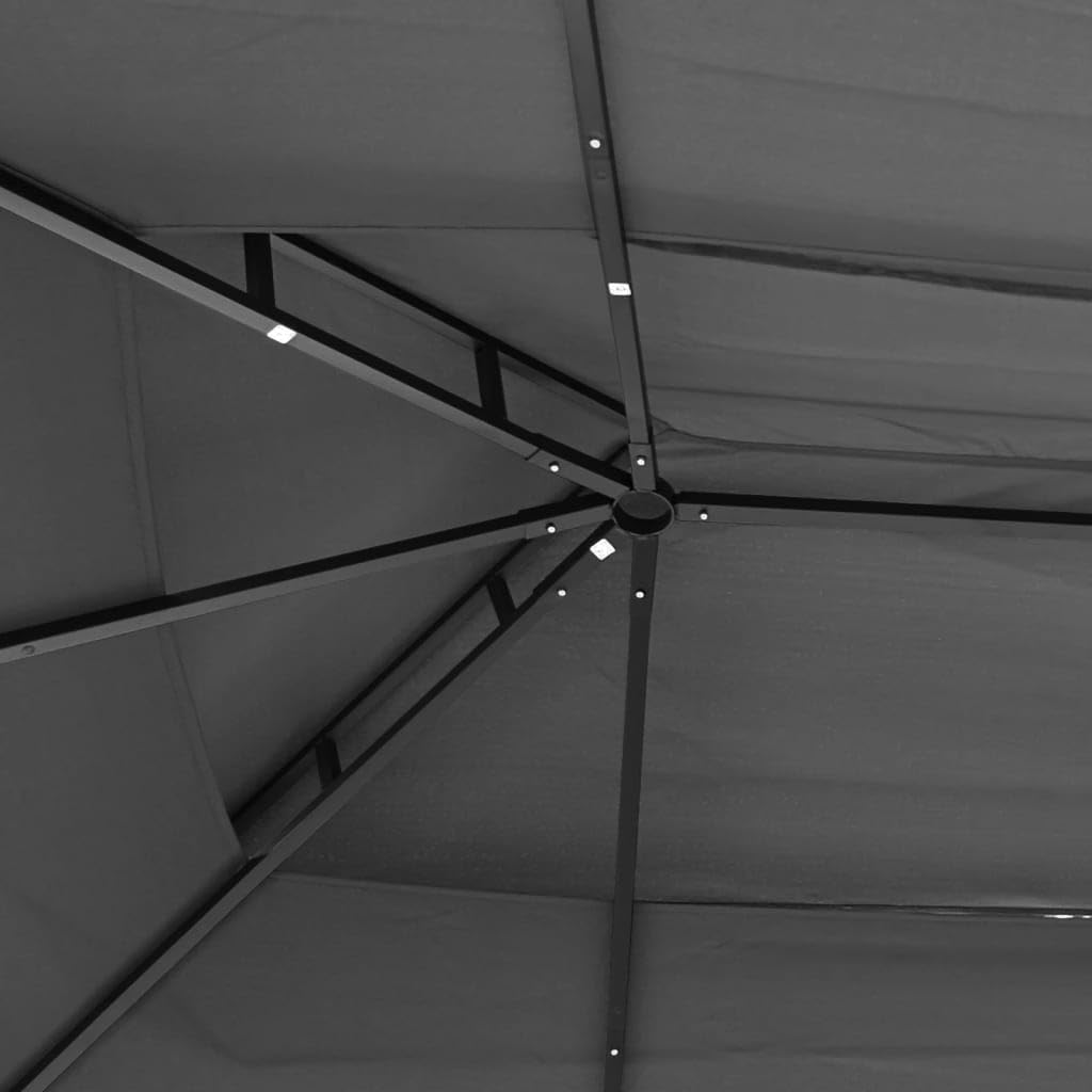 Gazebo with Sidewalls Anthracite, 157.5"x118.1"x106.3" Steel Frame, Double-Tiered Roof, Mesh Screens for Outdoor Patio, Garden, Party Outdoor Structures