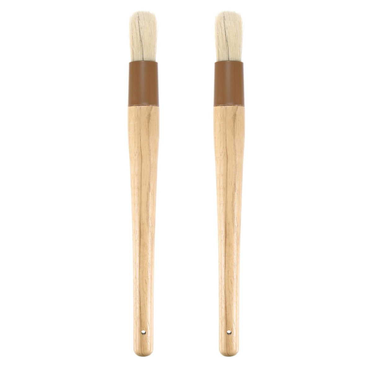 M METERXITY 2-Pack Pastry Brush, Round Wooden Handle Natural Bristle Basting BBQ Oil Brush for Cooking/Barbecue/Kitchenh [1.2"]