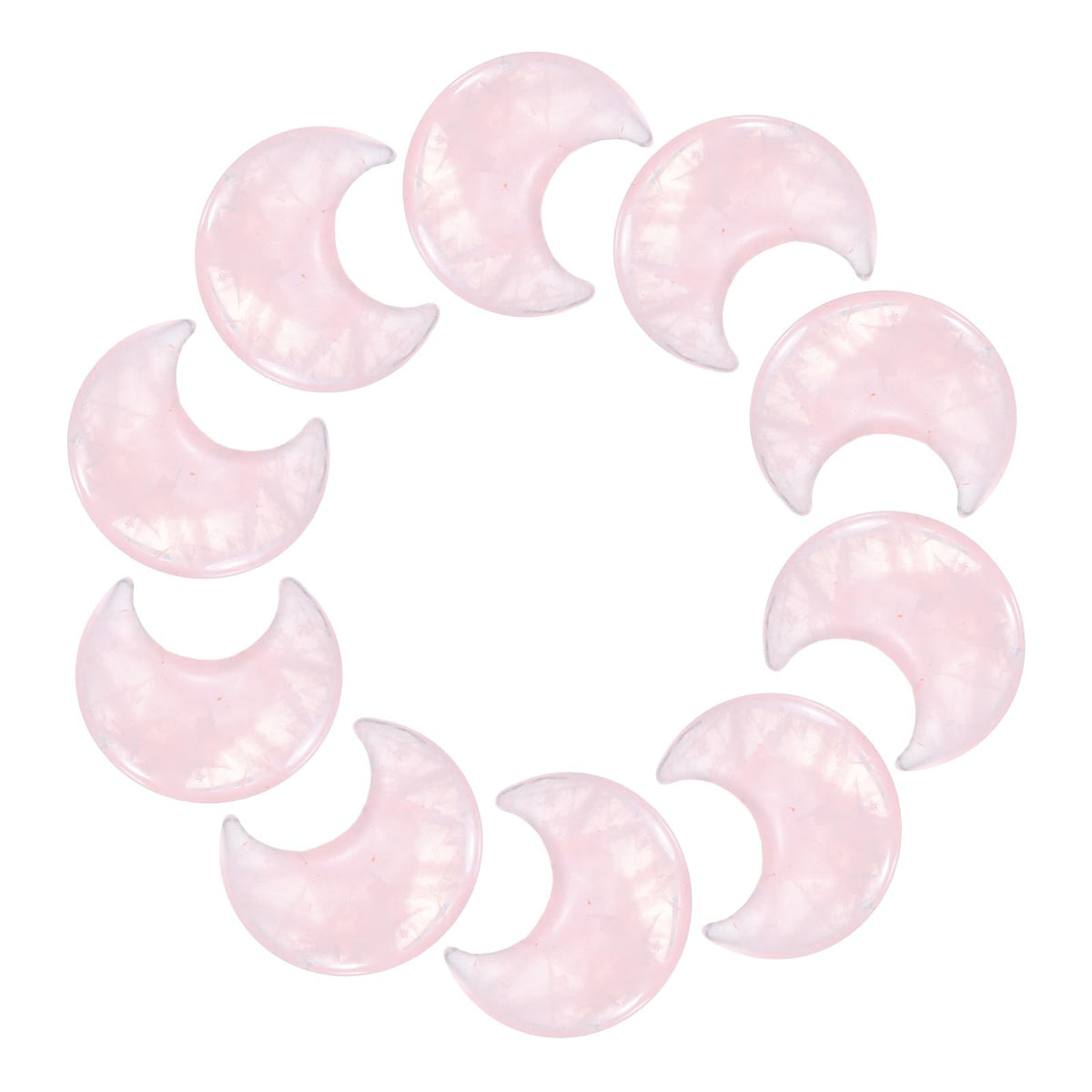 MECCANIXITY 10 Pcs Moon Crystal Worry Stone, 1.2 Inch Length Natural Rose Quartz Moon Gemstone Bulk, Carved Pocket Stones for Meditation Balancing Pendant Decor