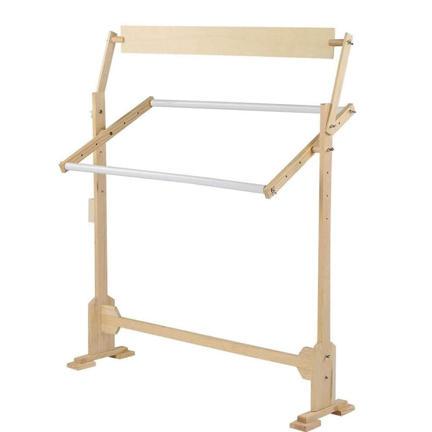Adjustable Embroidery Stand, 360° Rotating Wooden Cross Stitch Floor Stand, PVC Tube Scroll Frame Holder