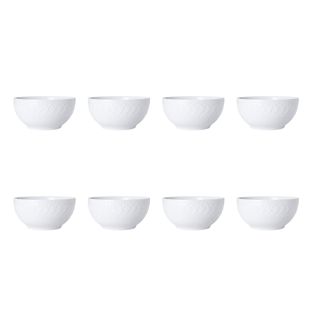 Pfaltzgraff Sylvia 32-Piece White Dinnerware Set, Service for 8, Durable Stoneware Plates, Bowls, and Mugs, Microwave and Dishwasher Safe
