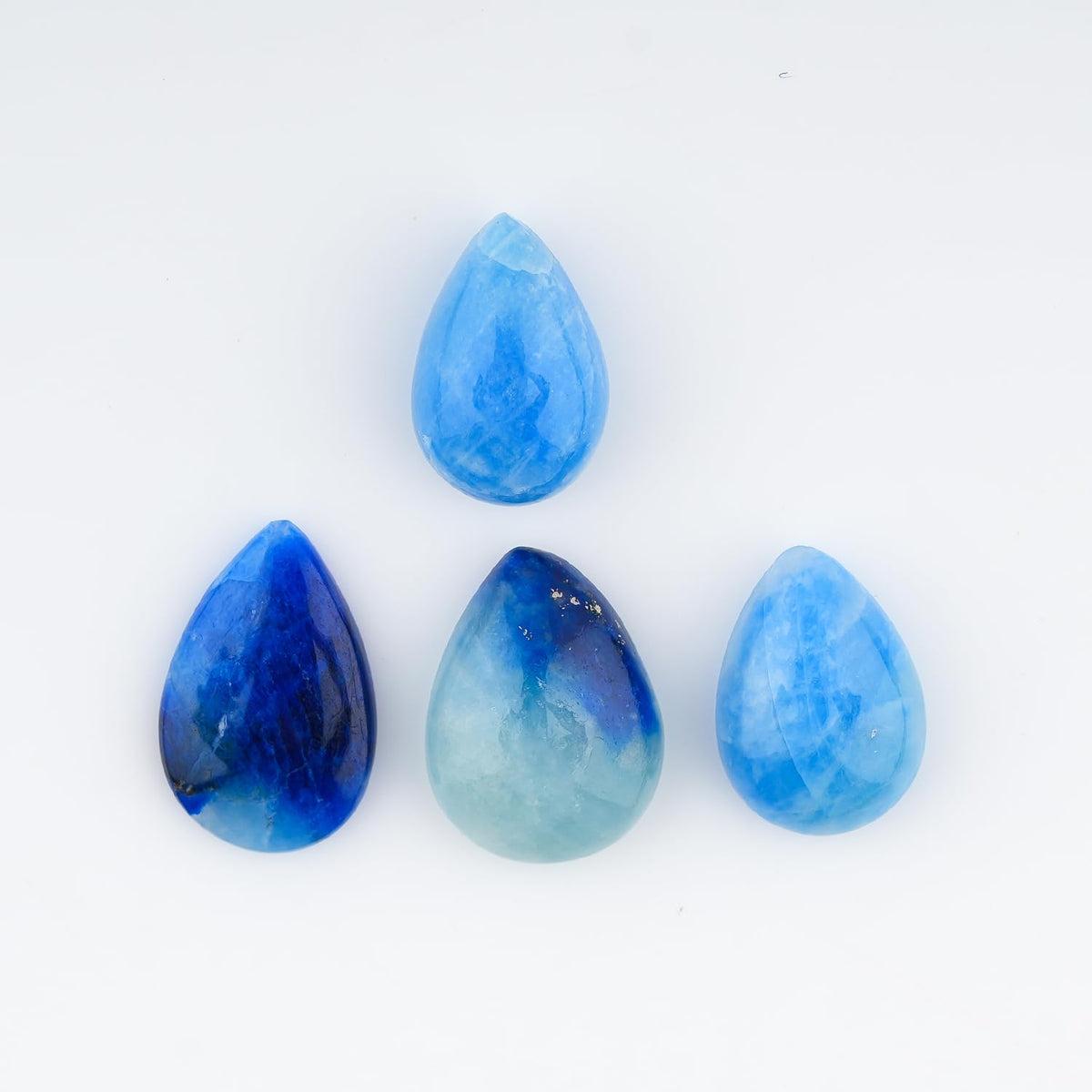 ColouredRocks (4 pcs. A++ COPPER AFGHANITE, Pear Shape, Natural Cabochon Crystals, Loose Gemstone, Wholesale Polished Supply, Jewelry Making, DIY Craft, Gem Collection (10-14 mm free size)