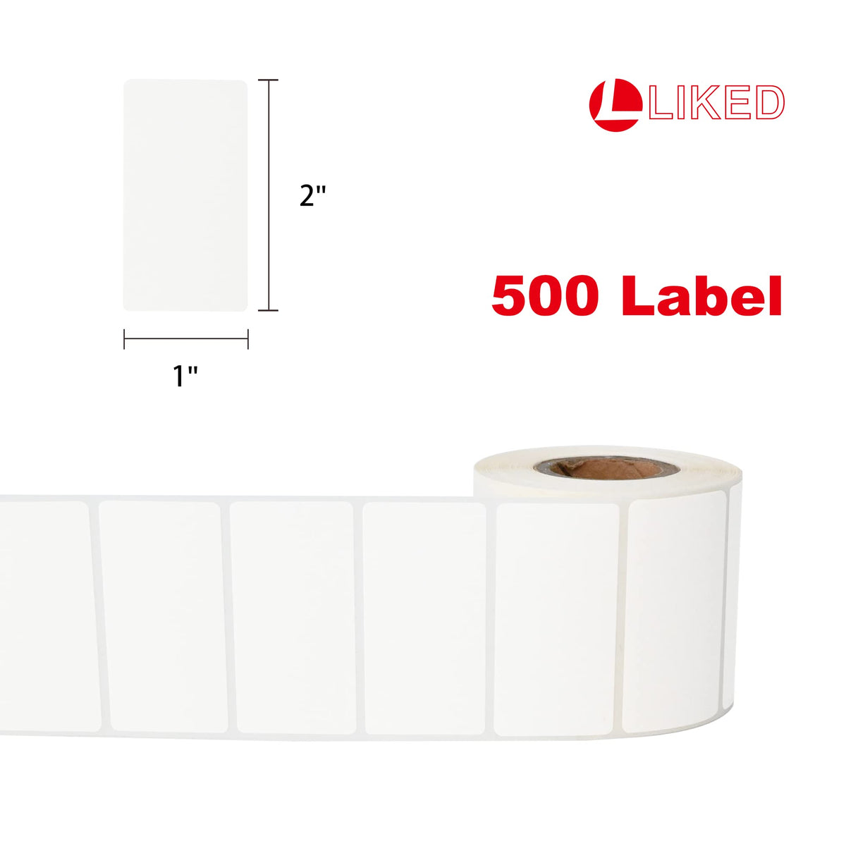 L LIKED 500 Stickers 1" x 2" White Dissolvable Food Labels for Containers -500 Labels/Roll