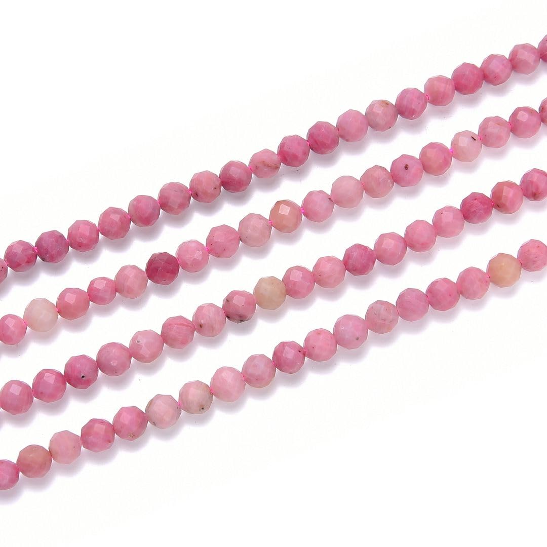 Adabele 30 Inch Natural Red Rhodochrosite Healing Gemstone 4mm (0.16 Inch) Tiny Small Faceted Round Loose Beads Stone Spacer (150-170pcs) for Craft Jewelry Making GK4-13