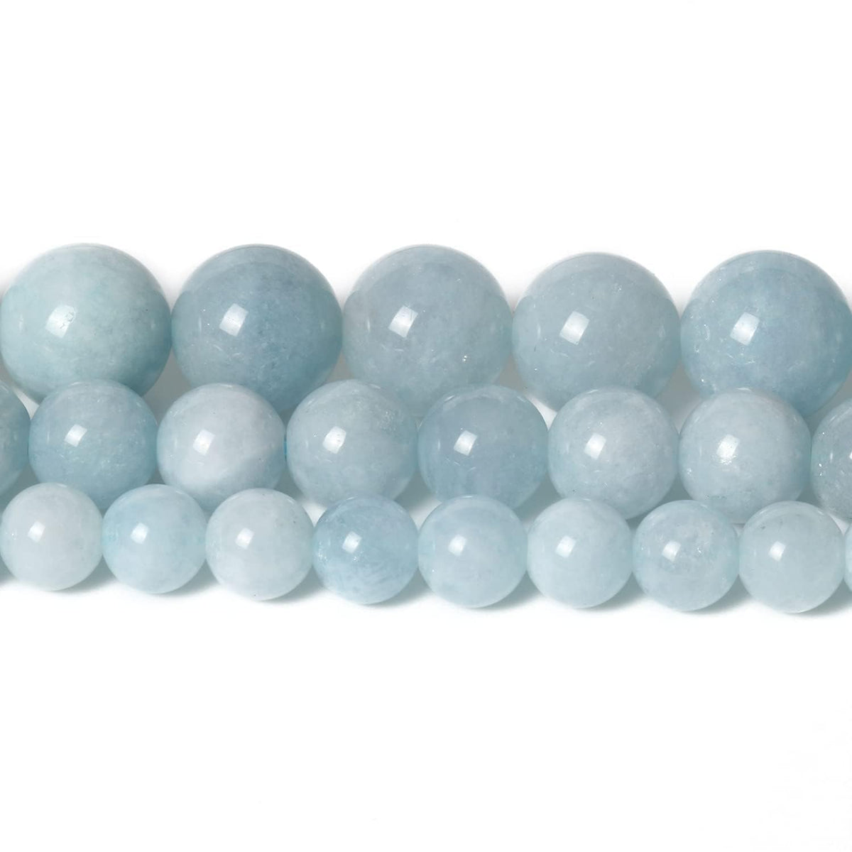About 60pcs 6mm Natural Stone Beads Aquamarine Beads Crystal Gemstone for Jewelry Making, DIY Bracelet Necklace