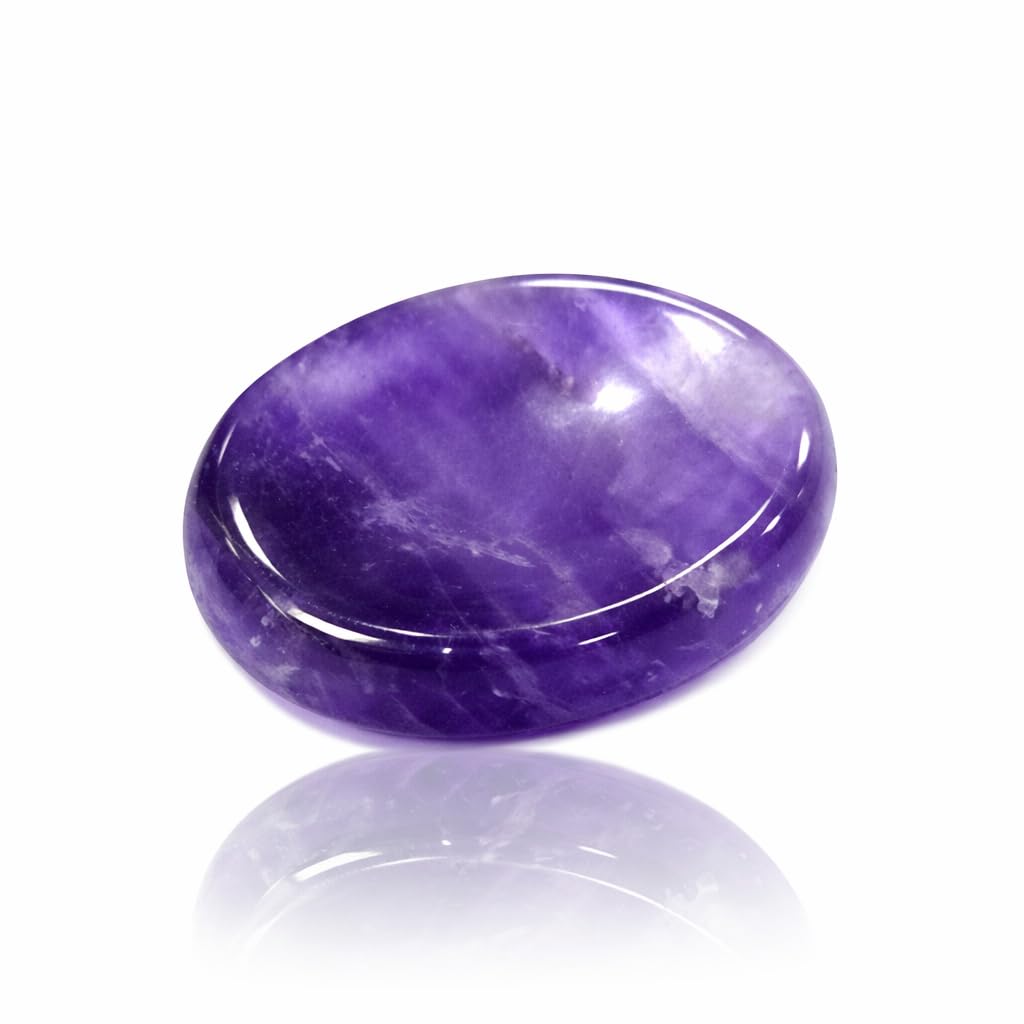 Amethyst (A Grade) Thumb Worry Stones Metaphysical Gemstone Crystal Healing Reiki Men Women Gift FENG Shui Positive Energy Love Wellness Palm Stones Wicca Powerful