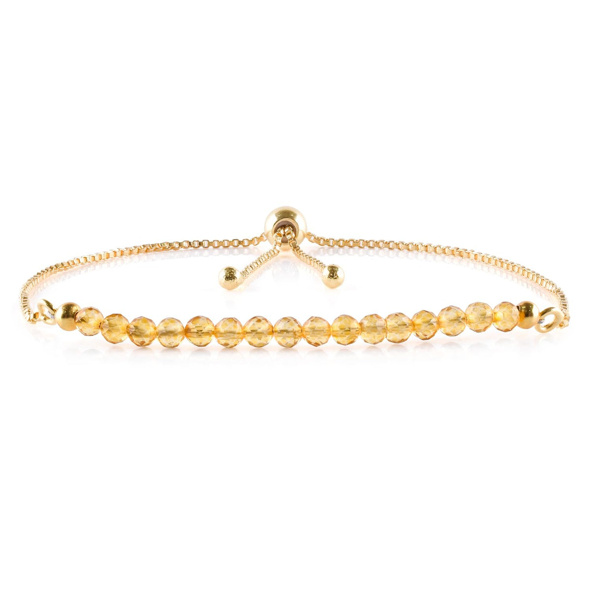 InfinityGemsArt Citrine Bracelets For Women Mother's Day, November Birthstone Jewelry, Micro Yellow Beads Beaded Stone Bolo Slider Crystals Gemstones Jewelry, 14K Gold Plated Adjustable Chain, Gift For Her