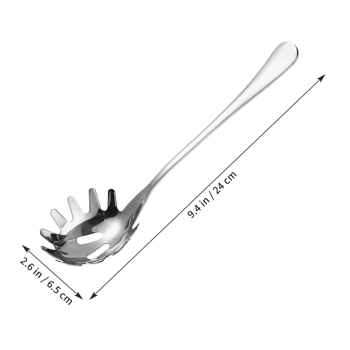 Angoily Spaghetti Spoon Stainless Steel Silver Pasta Spoon with Teeth Versatile Kitchen Tool for Noodle Egg Ramen Soup and Dumplings Cooking Pasta Server Utensil for Home Use 9.4 Inch
