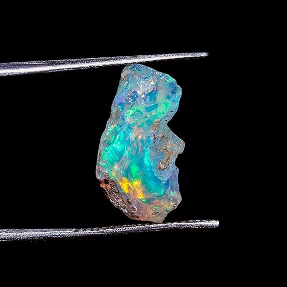 Natural 50+ Cts AAAA+ Raw Ethiopian Opal Rough Gemstones Lot Multi Fire Welo Opal Stones for Tumbling & Jewelry Making Supplies Healing Crystals Gems Rocks Loose Gemstones