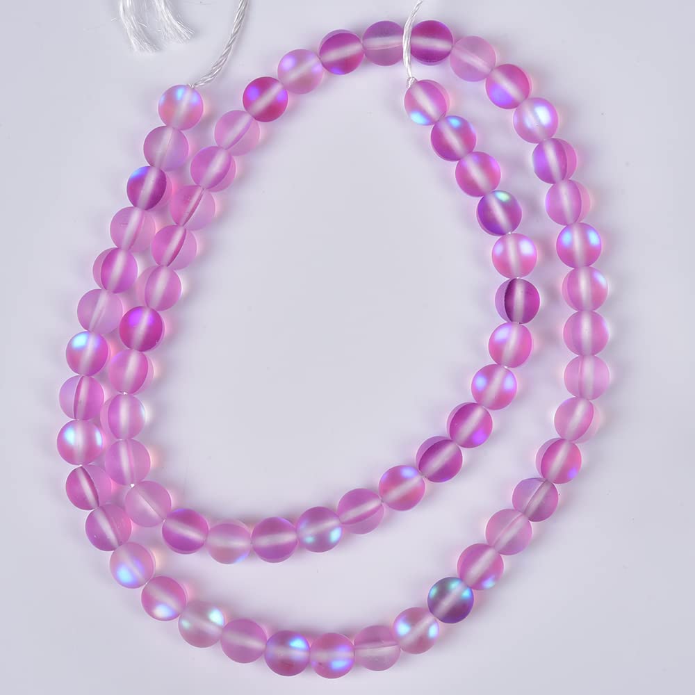 Asingeloo 38PCS 10mm Natural Light Purple Mystic Aura Quartz Gemstone Frosted Matte Titanium Round Loose Spacer Beads 15 inch Full Strand Crystal Healing Power Quartz