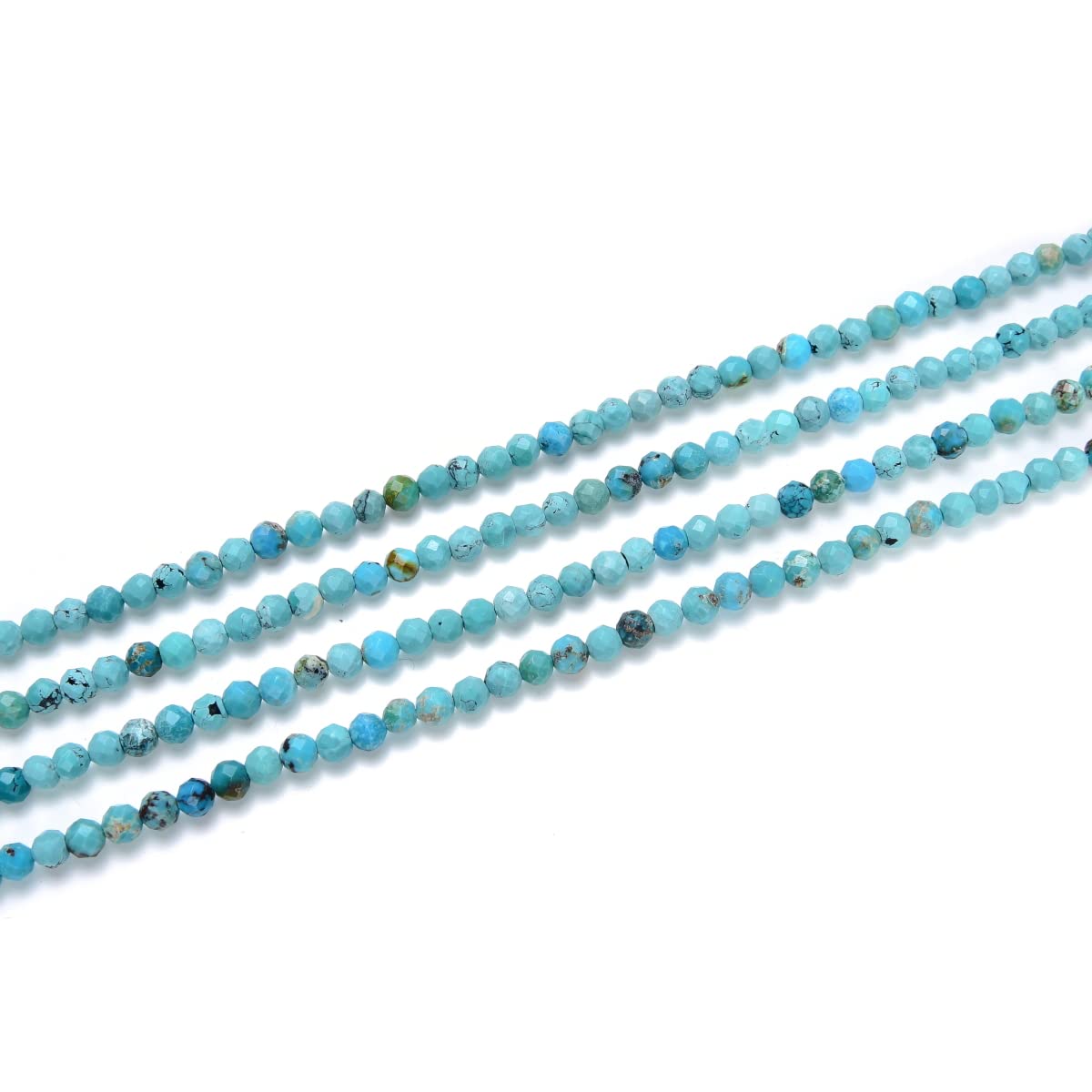 Adabele 15 Inch Natural Green Turquoise Healing Gemstone 4mm (0.16 Inch) Tiny Small Faceted Round Loose Beads Stone Spacer (80-90pcs) for Craft Jewelry Making GK4-15