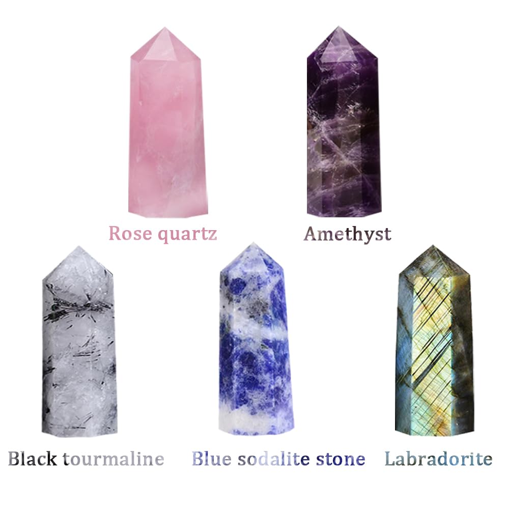 Natural Stone and Crystals Point Wand Reiki Healing Stone Rose Quartz Amethyst Home Decor Mineral Stones Crafts Crystal Amethyst Point 4-5cm 10pc
