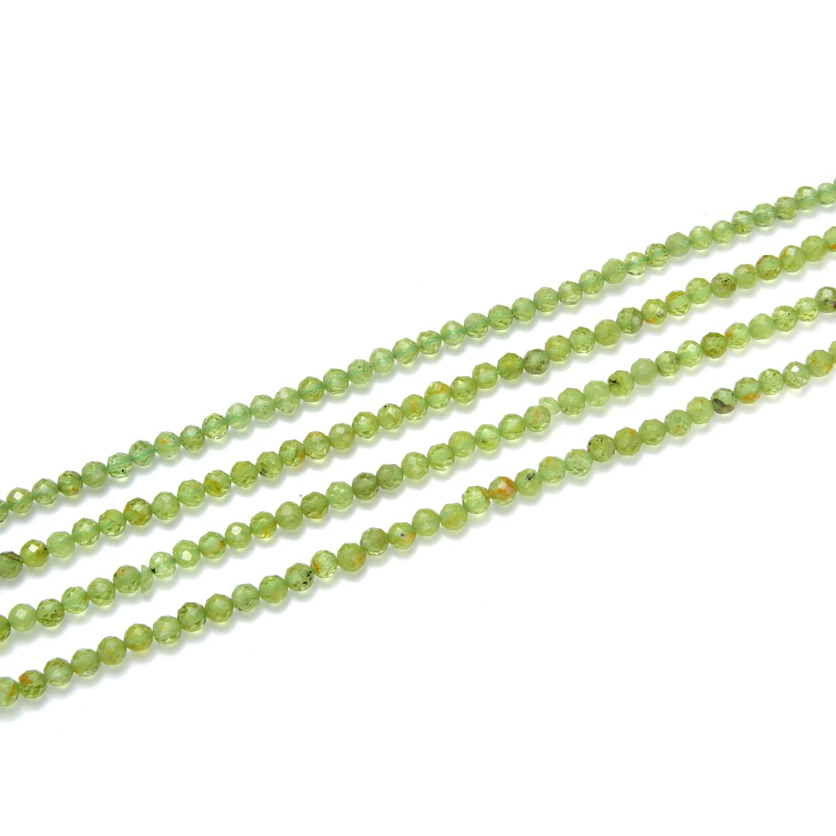 Adabele 30 Inch Natural Green Peridot Healing Gemstone 4mm (0.16 Inch) Tiny Small Faceted Round Loose Beads Stone Spacer (160-180pcs) for Craft Jewelry Making GK4-11
