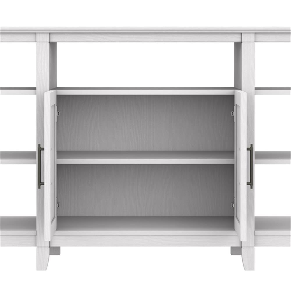Bush Home Key West Tall TV Stand with Set of 2 Bookcases in Pure White Oak, Farmhouse Entertainment Center for 65 Inch Television