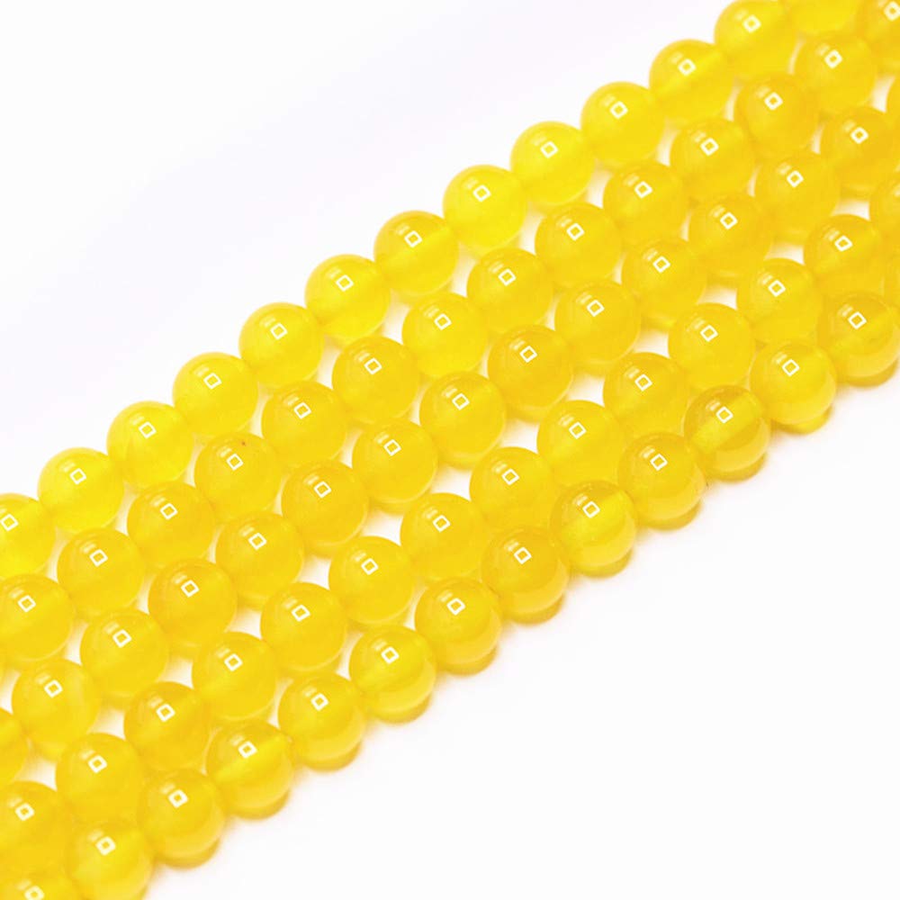 PLTbeads Natural Gemstone Loose Beads Smooth Round Approxi 15 inch DIY Bracelet Necklace for Jewelry Making (6mm, Yellow Agate)