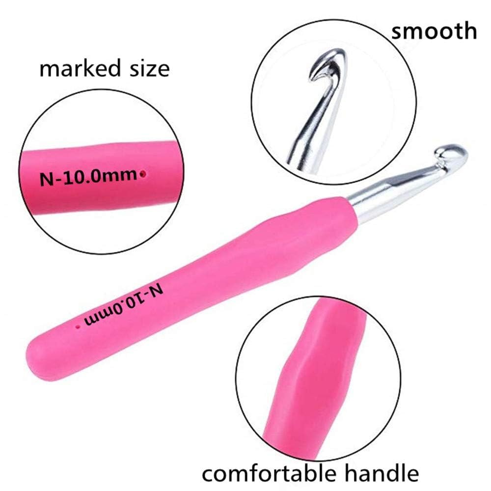 Yarniss Large Ergonomic Crochet Hooks Set 6.5mm 7.0mm 8.0mm 9.0mm 10.0mm and Blocking Mats for Knitting&Crochet Project, Thickened Blocking Board with Grid Line&T-Pins