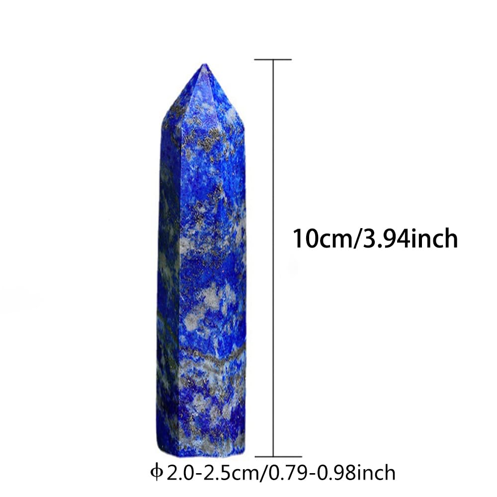 2pcc 3.8-4.2inch Lapis Lazuli Wands Tower Figurine Ornaments Polishing Stone Hexagonal Point Obelisk Statue for Aquarium Decorative Rocks Gifts Home Decor(Lapis Lazuli/3.8-4.2inch 2pcs)