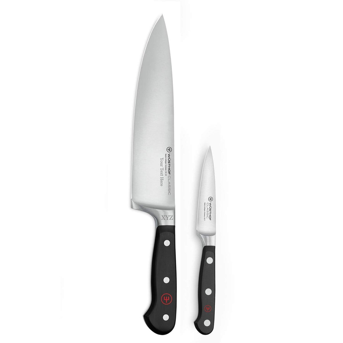 Wüsthof Classic 2-Piece Chef's Knife Set, Black - Custom Engraved