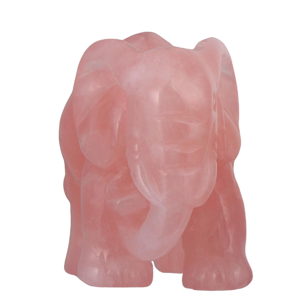 SMQ Rose Quartz Crystal Elephant Statue Decor Carved Good Lucky Pocket Small Figurine Spiritual Animal Carvings Home Office Desk Ornament Elephant Gifts for Women Adults,2"