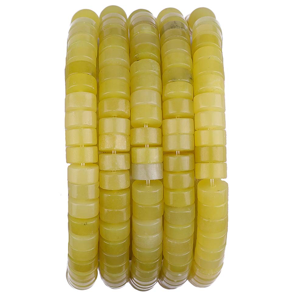 BEADIA Natural Lemo Jade Spacer Beads Caps Loose Semi Gemstone for Beading Jewelry Making 6mmx3mm 38cm