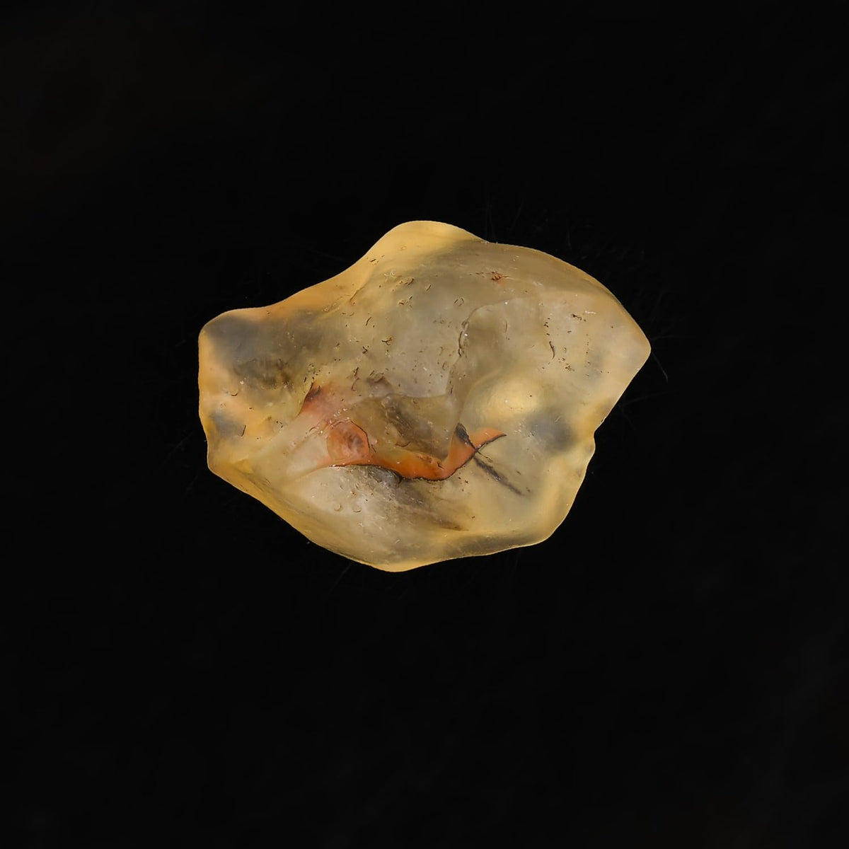 CRYSTALINES Natural Raw Libyan Desert Glass Tektite Stone, Genuine Libyan Gold Tektite Rough Stone, Wicca & Reiki Healing Crystals, Meteorite Gems Collector Specimen (30x23x18mm)