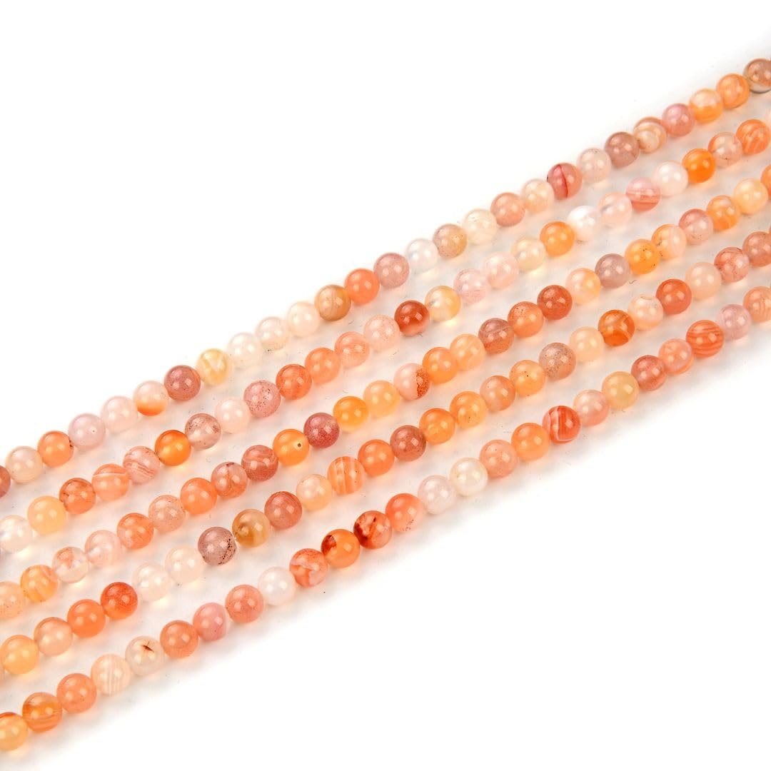 1 Strand Adabele Natural Red Botswana Agate Healing Gemstone 4mm (0.16 Inch) Tiny Small Round Loose Beads Gem Stone Spacer (84-90pcs) for Jewelry Making GH-A4
