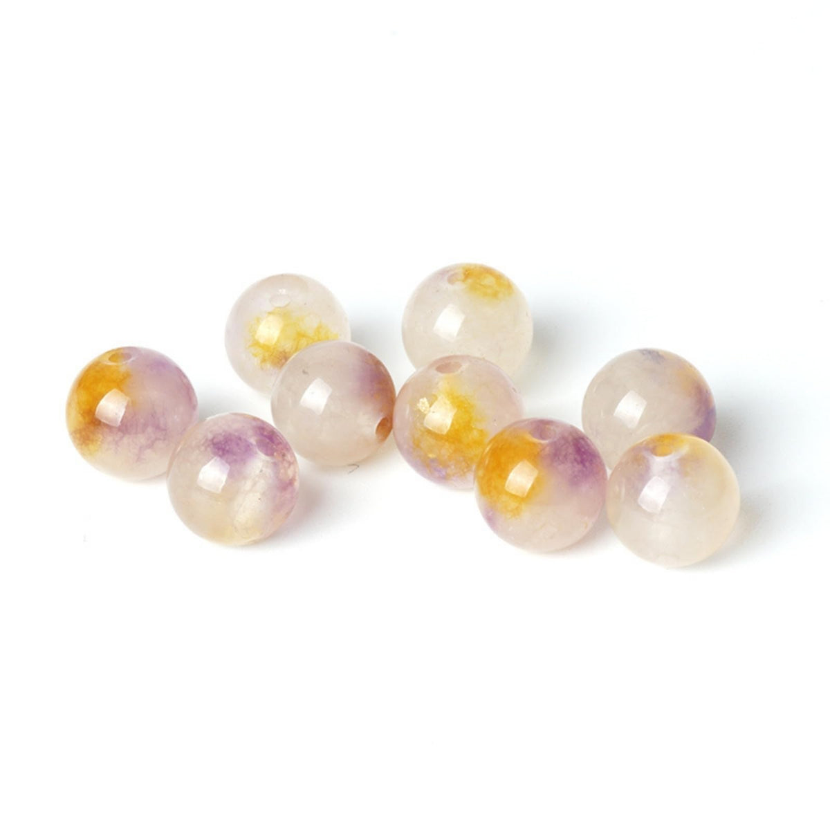 100Pcs Natural Stone Beads 6mm Puple Yellow Jasper Round Loose Gemstone Energy Healing Beads Hole Size 1mm DIY Smooth Beads for Bracelet Necklace Earrings Jewelry Making