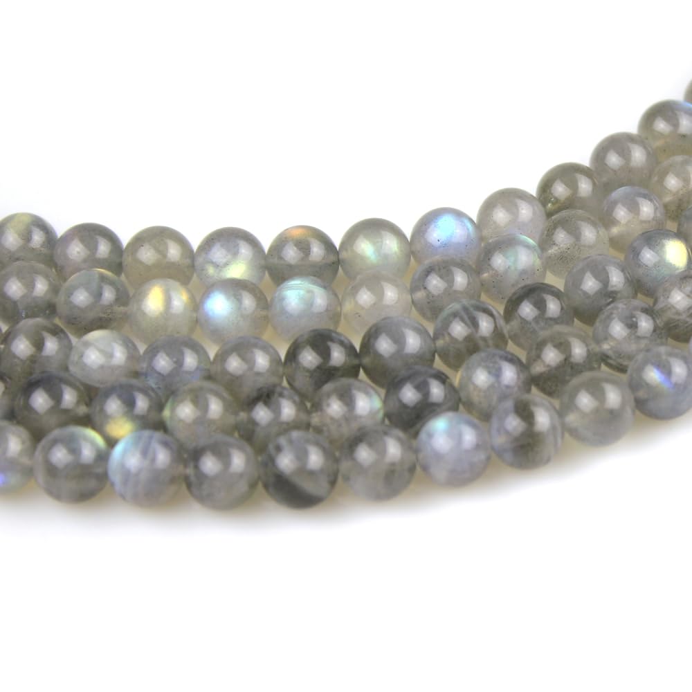 MJDCB Natural Round Stone Beads 4mm Labradorite Loose Gemstone Beads for Jewelry Making Bracelet Necklace 85pcs