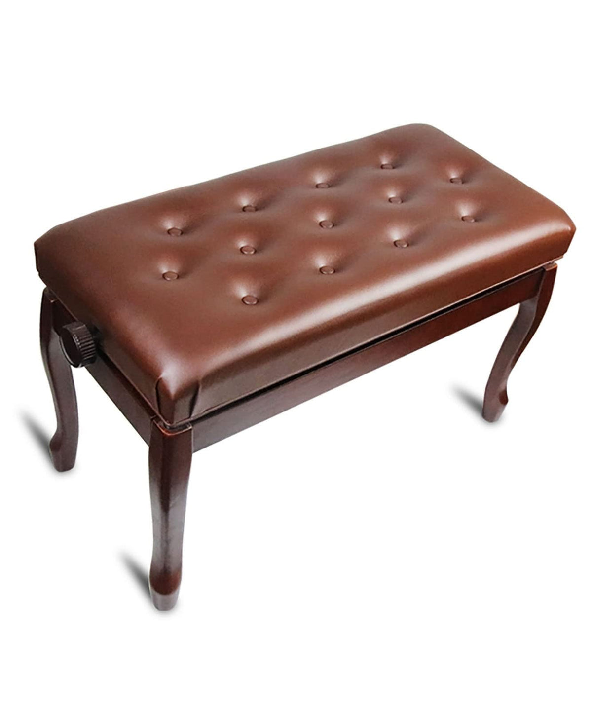 Premium Leather Deluxe Piano Bench with Solid Wood Construction Keyboard Bench and Vanity Stool 76 X 35 X 49Cm Black/Brown