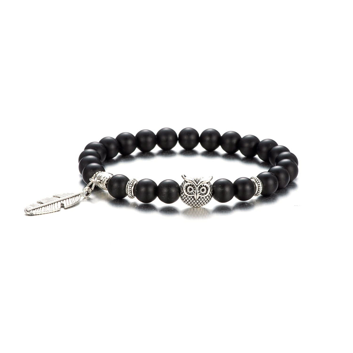 Softones Owl Bracelet, 8mm Natural Stone, Handmade Unisex Bracelet, Spiritual Energy Bracelet for Women and Men for Various Occasions