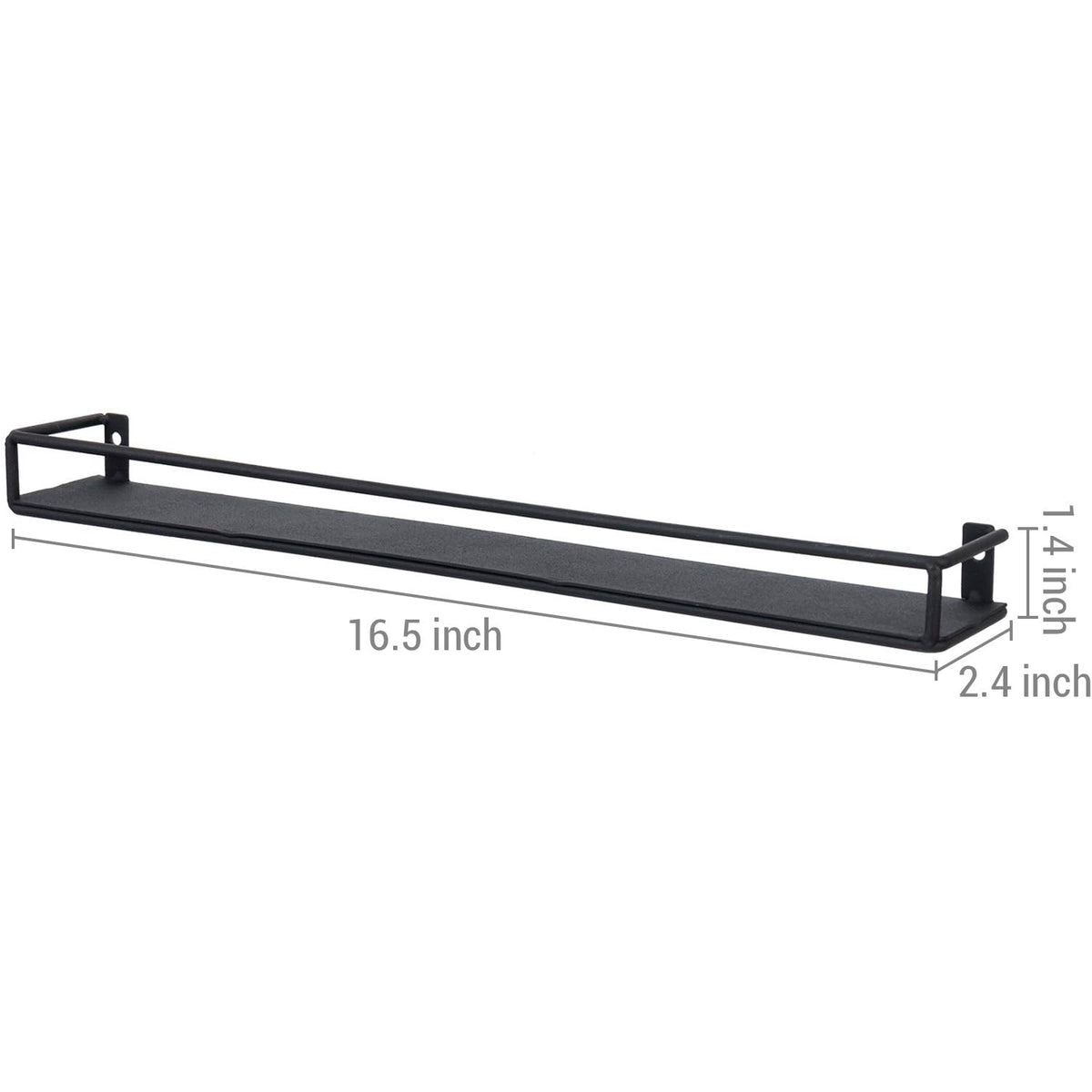 MyGift 16 Inch Wall Mounted Black Metal Nail Polish and Essential Oil Display Shelves, Kitchen Hanging Racks for Seasoning Shakers or Spice Jars, Set of 5
