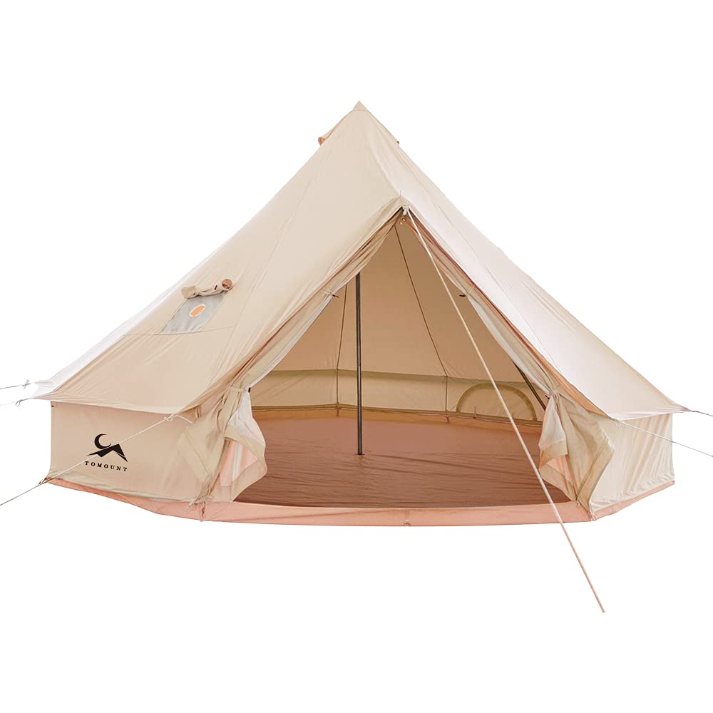 MC TOMOUNT Canvas Tent Bell Tent Yurt with Stove Jack Zipped Removable Floor for Glamping Truck Car Camping